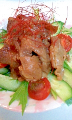 豚肉と水菜のガーリックサラダ