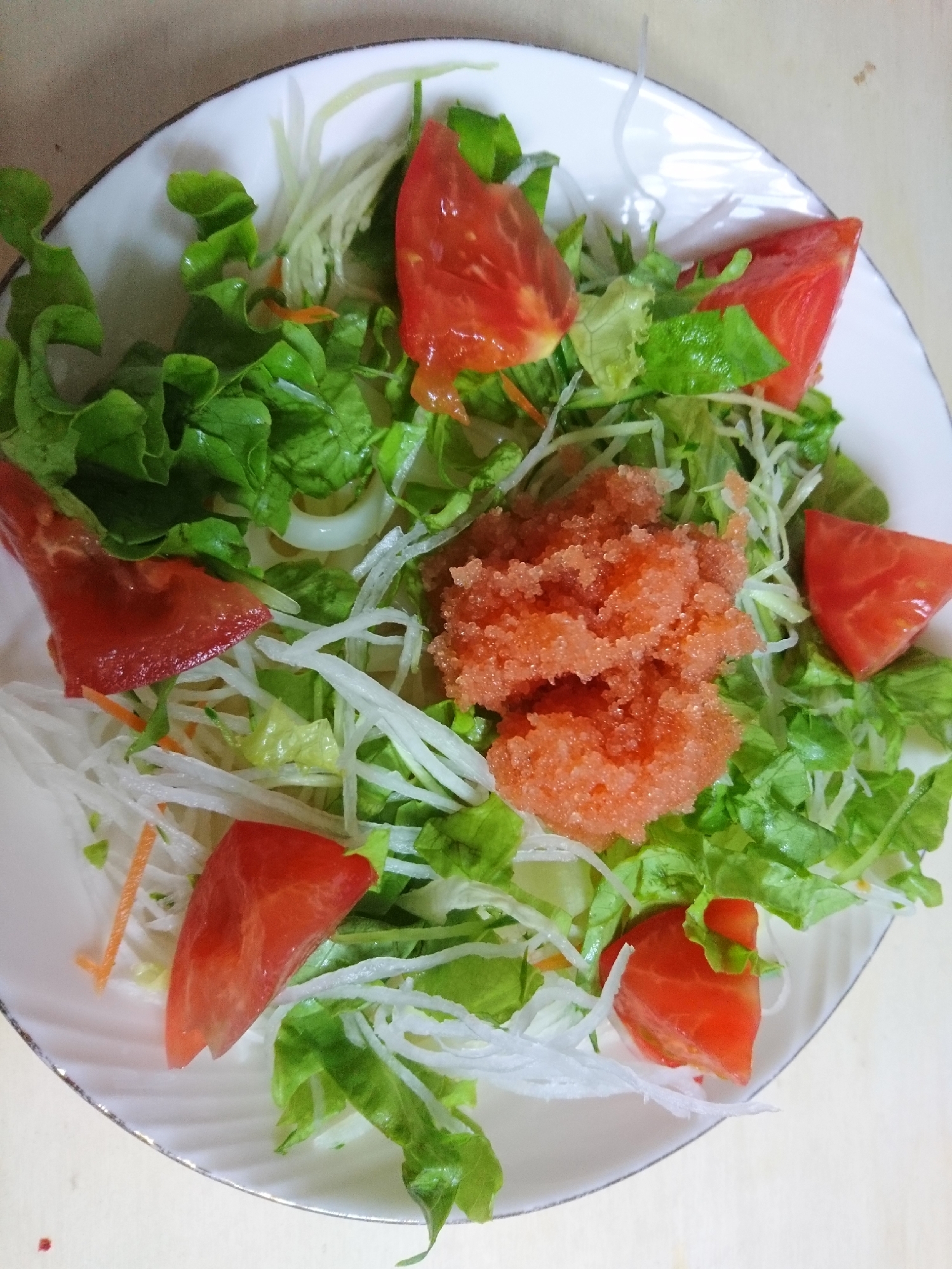 明太子と野菜の冷製うどん