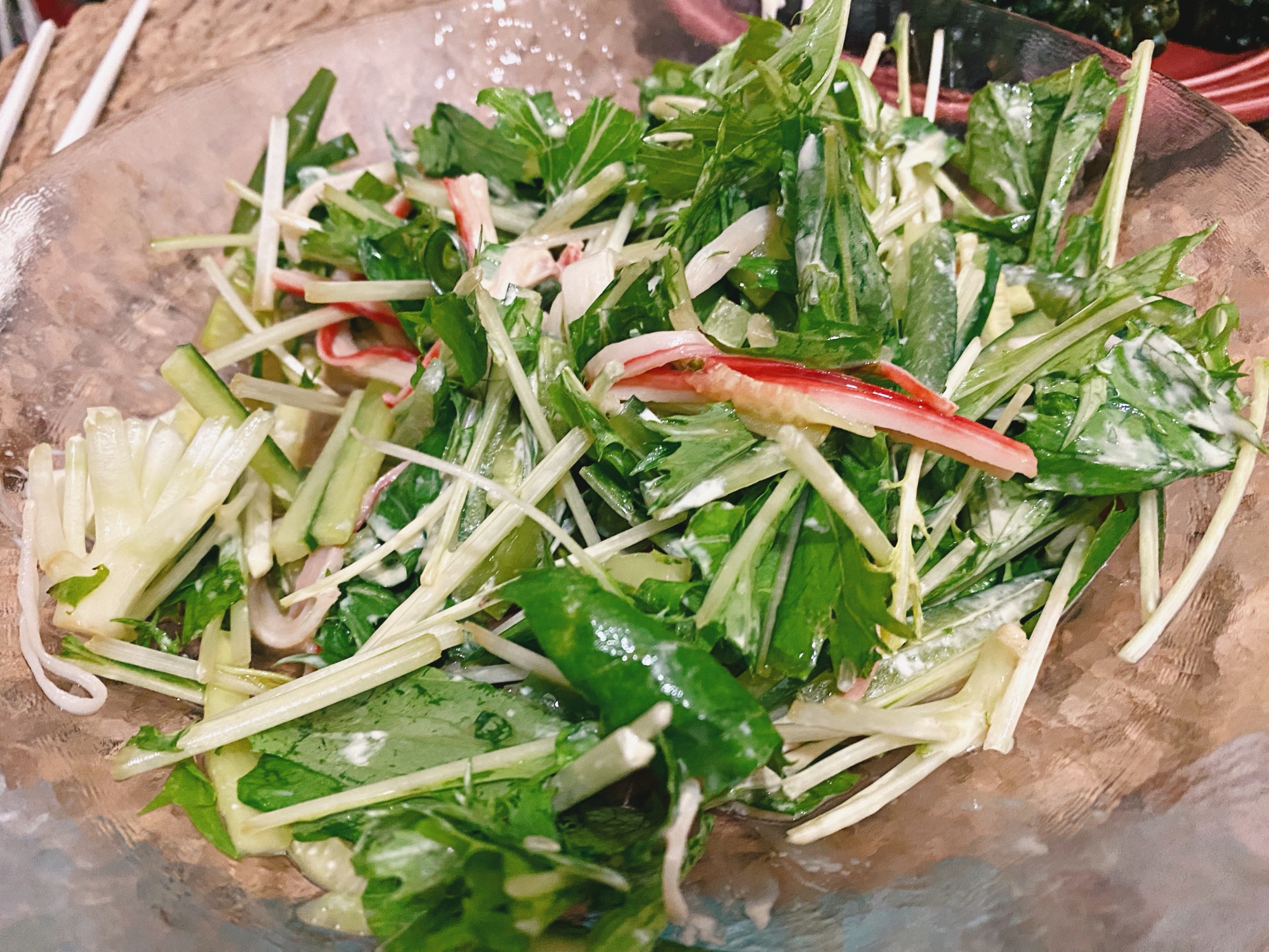˚✧₊⁎カニカマと水菜のサラダ⁎⁺˳✧༚