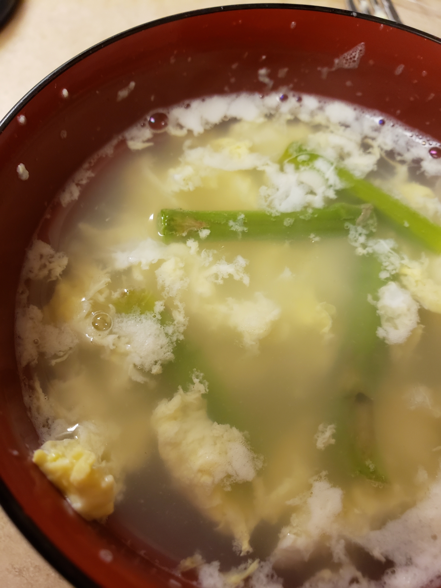アスパラと卵の中華スープ