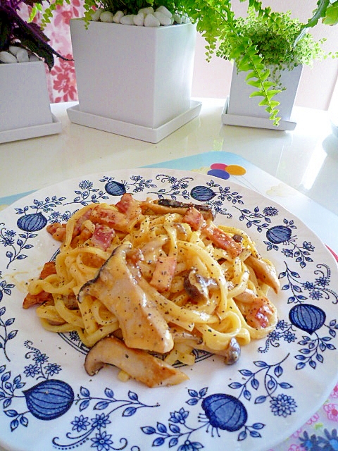 キノコのカルボナーラ♪