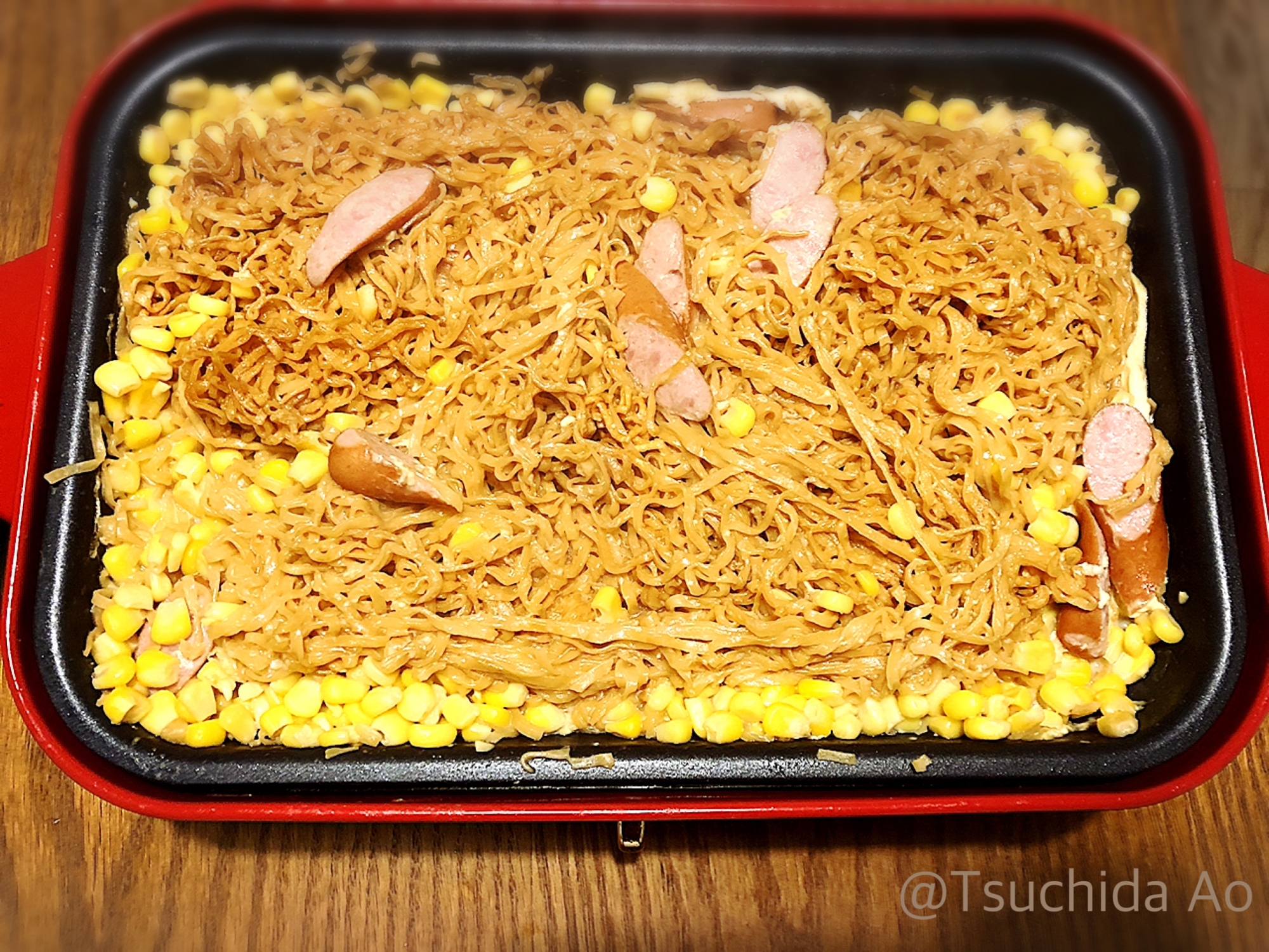 ホットプレートで コーンクリームチキンラーメン レシピ 作り方 By つちだあお 楽天レシピ