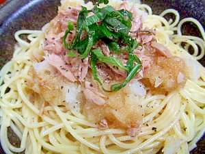 火を使わない☆ツナおろしそパスタ