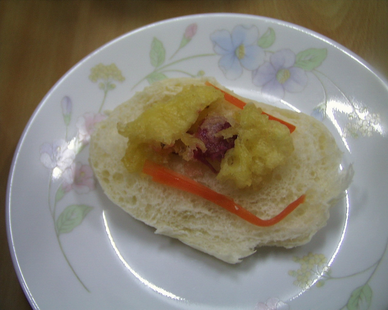 紅しょうが天ぷら、にんじんロールパン