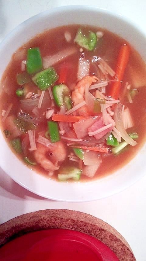 海老野菜スープ