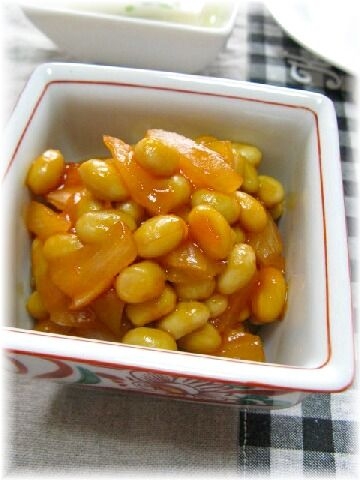 やわらかい大豆の水煮にトマトケチャップが優しい味わいです＾＾　お箸が止まらなくなりそうでした（笑）　ご馳走さま＾＾*