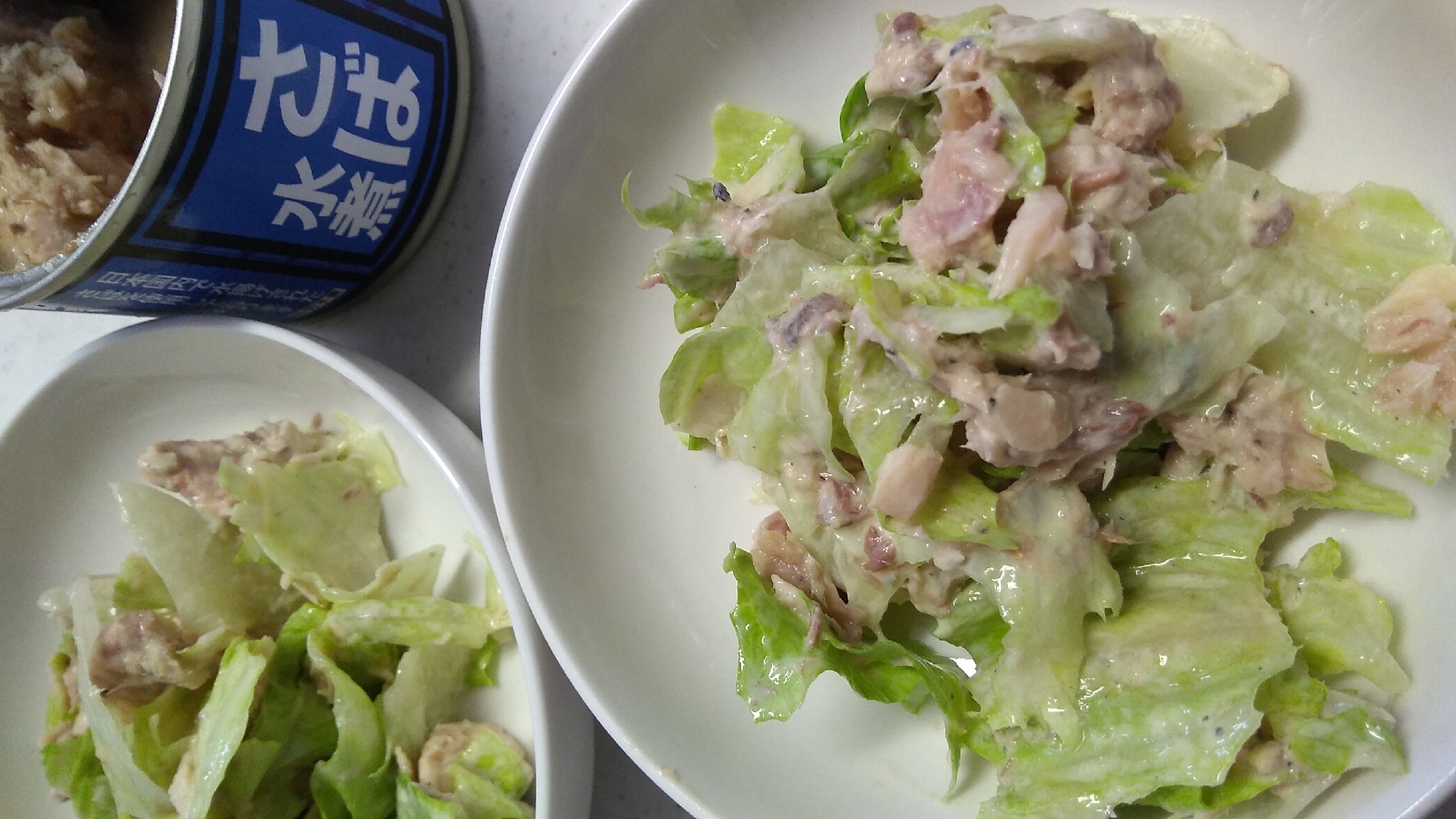 休校中の楽ちん魚ご飯♪鯖レタサラダ