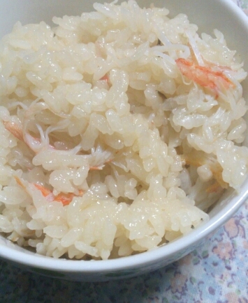 タラバ蟹と茸の炊き込みご飯