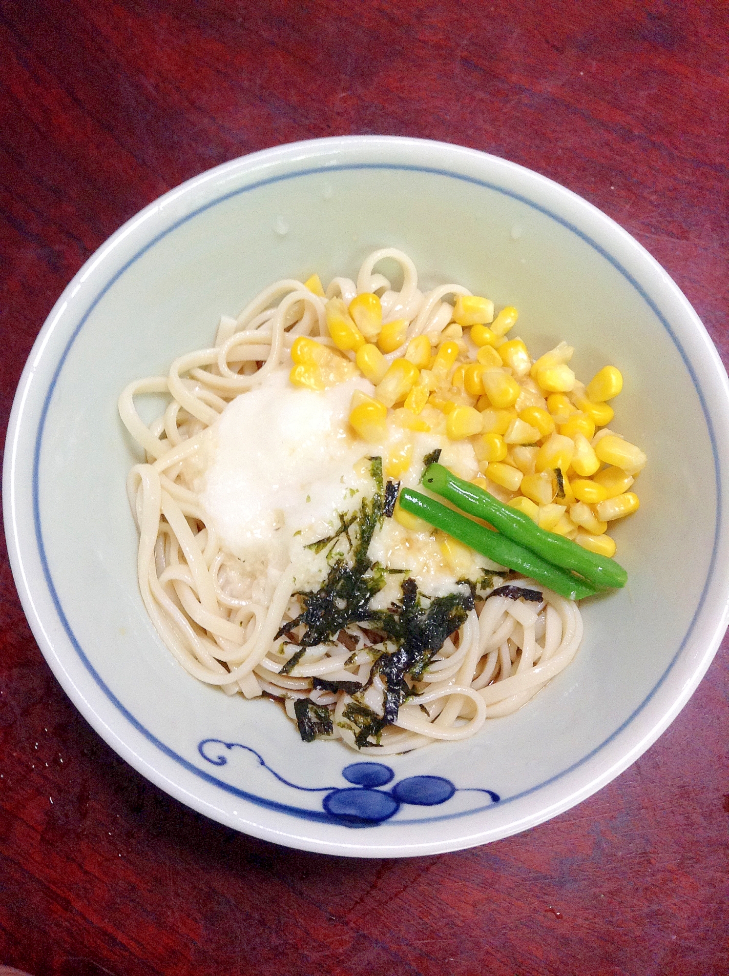 とうもろこし入り☆冷やしぶっかけトロロうどん【夏】