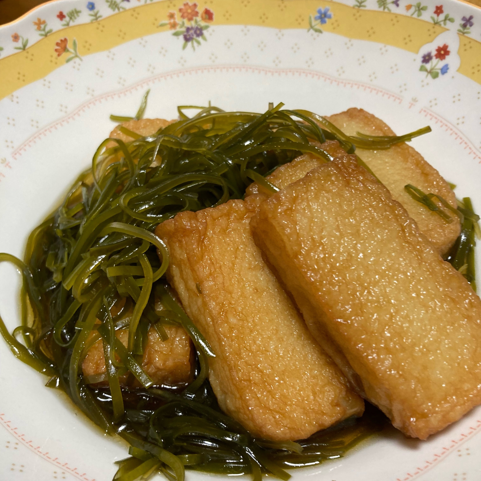 多層鍋で《切り昆布と厚揚げスティックの煮物》