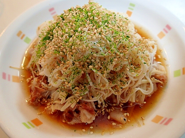 ❤蒸し豚とえのきの冷やしぶっかけ素麺❤