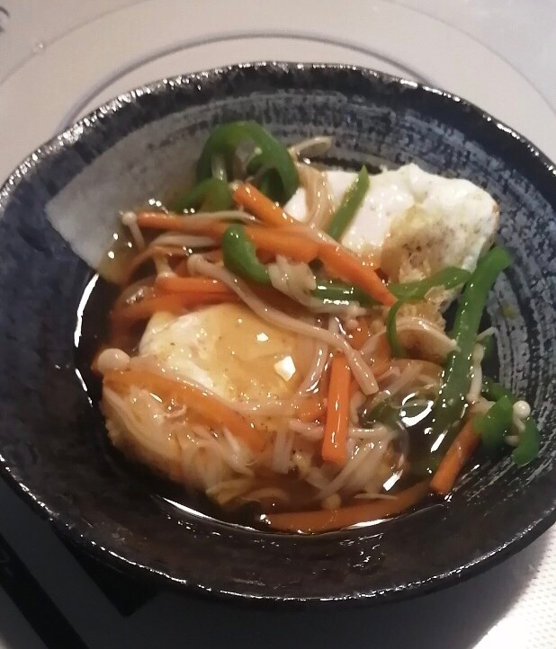 揚げ卵の野菜あんかけ!