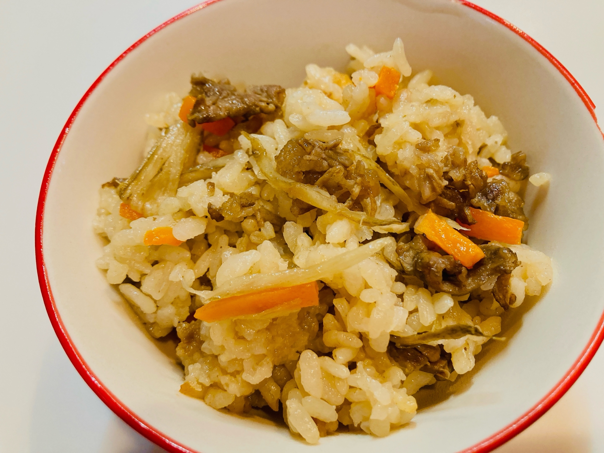 【子供もパクパク】栄養満点ゴボウと牛肉の炊込みご飯