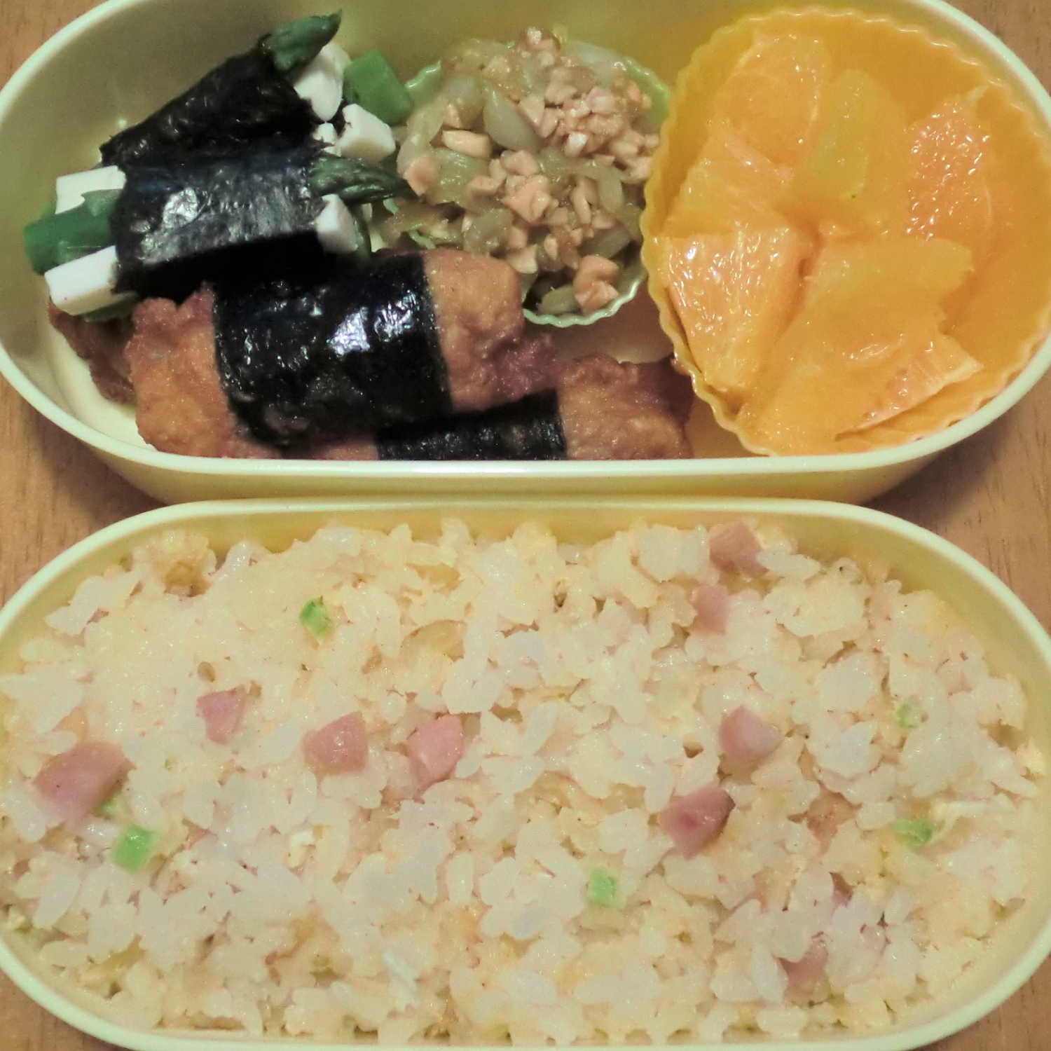 こどものお弁当★黄金玉子チャーハン＆のり巻き