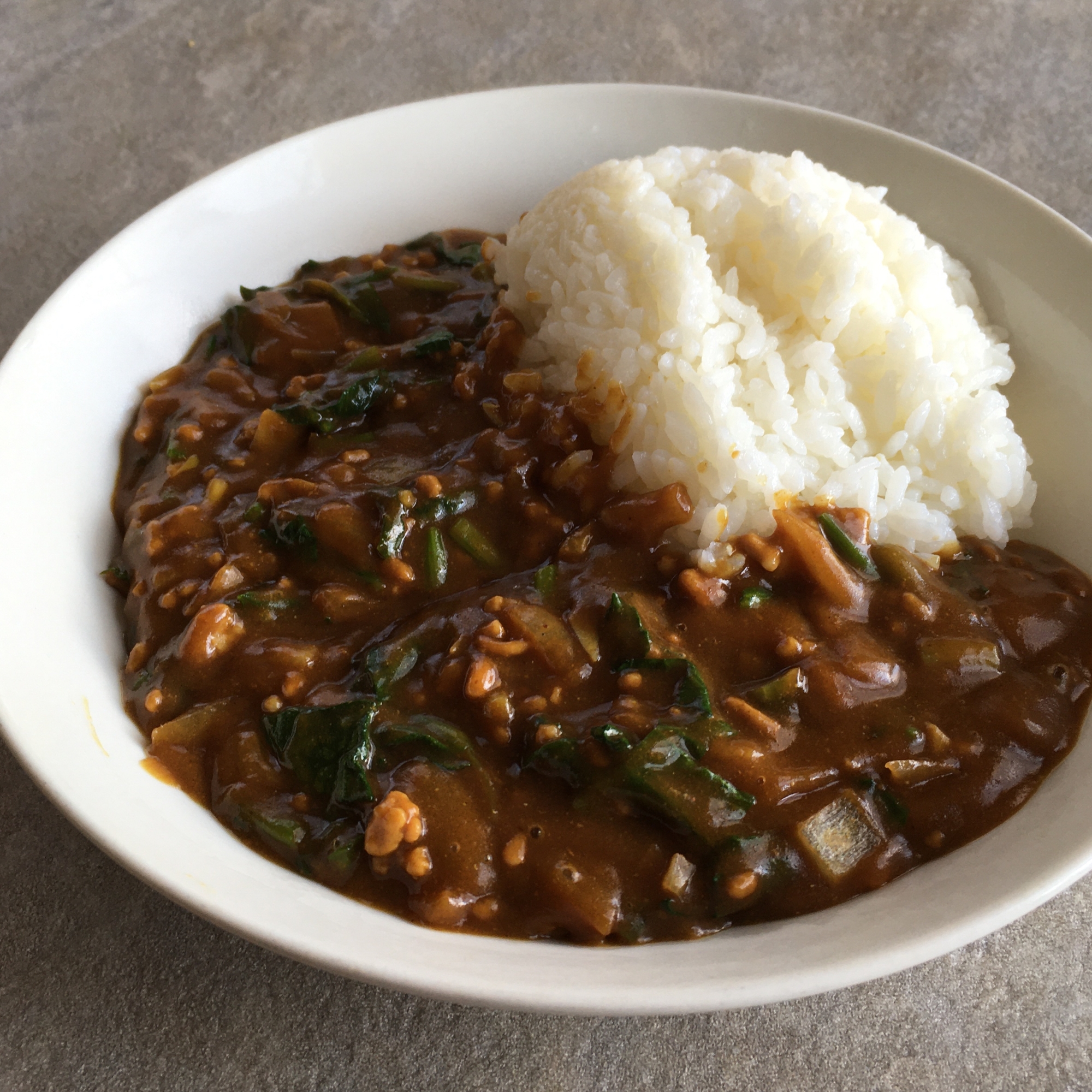 ひき肉とほうれん草のカレー♪