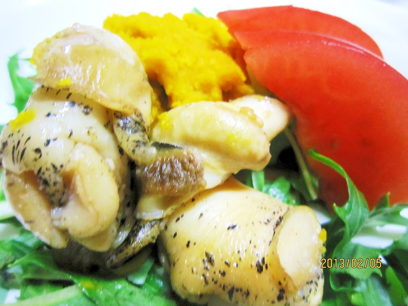 不意のお客様に 磯の香り つぶ貝醤油焼き