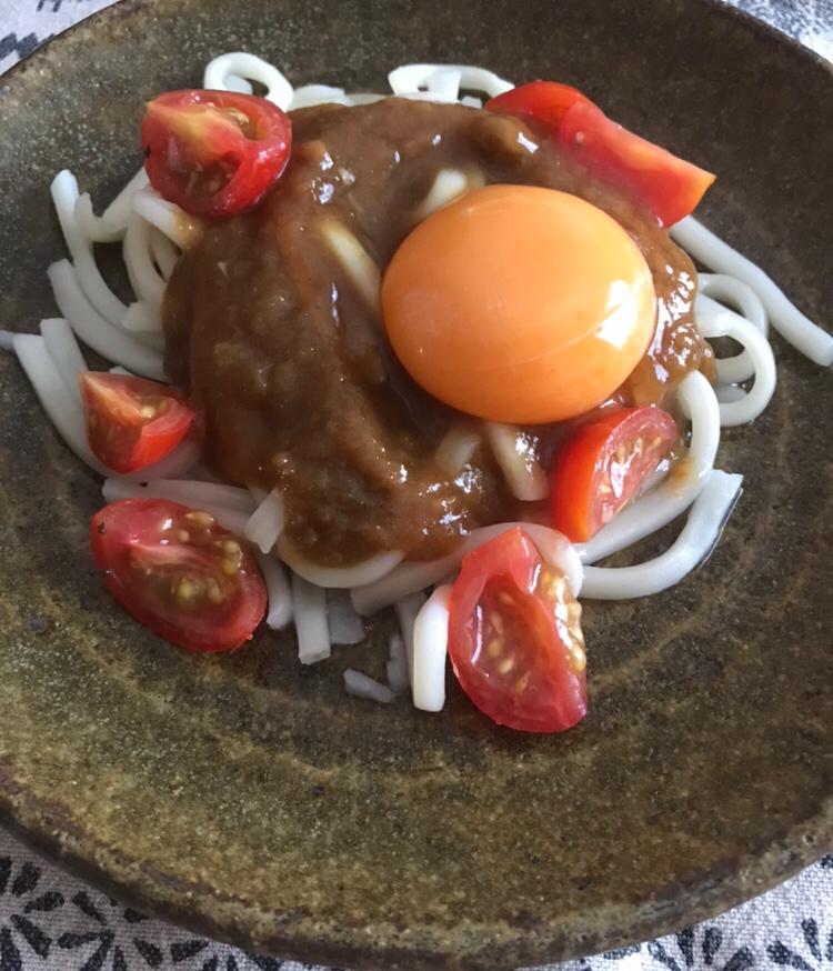 ミニトマトカレーうどん