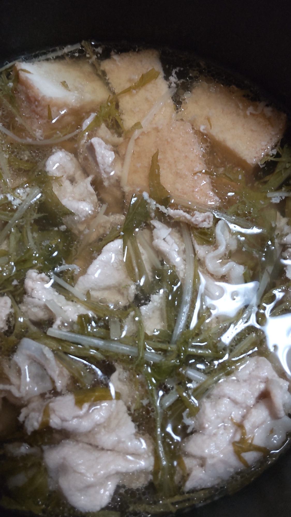 豚肉と水菜と厚揚げdeシンプルお鍋☆