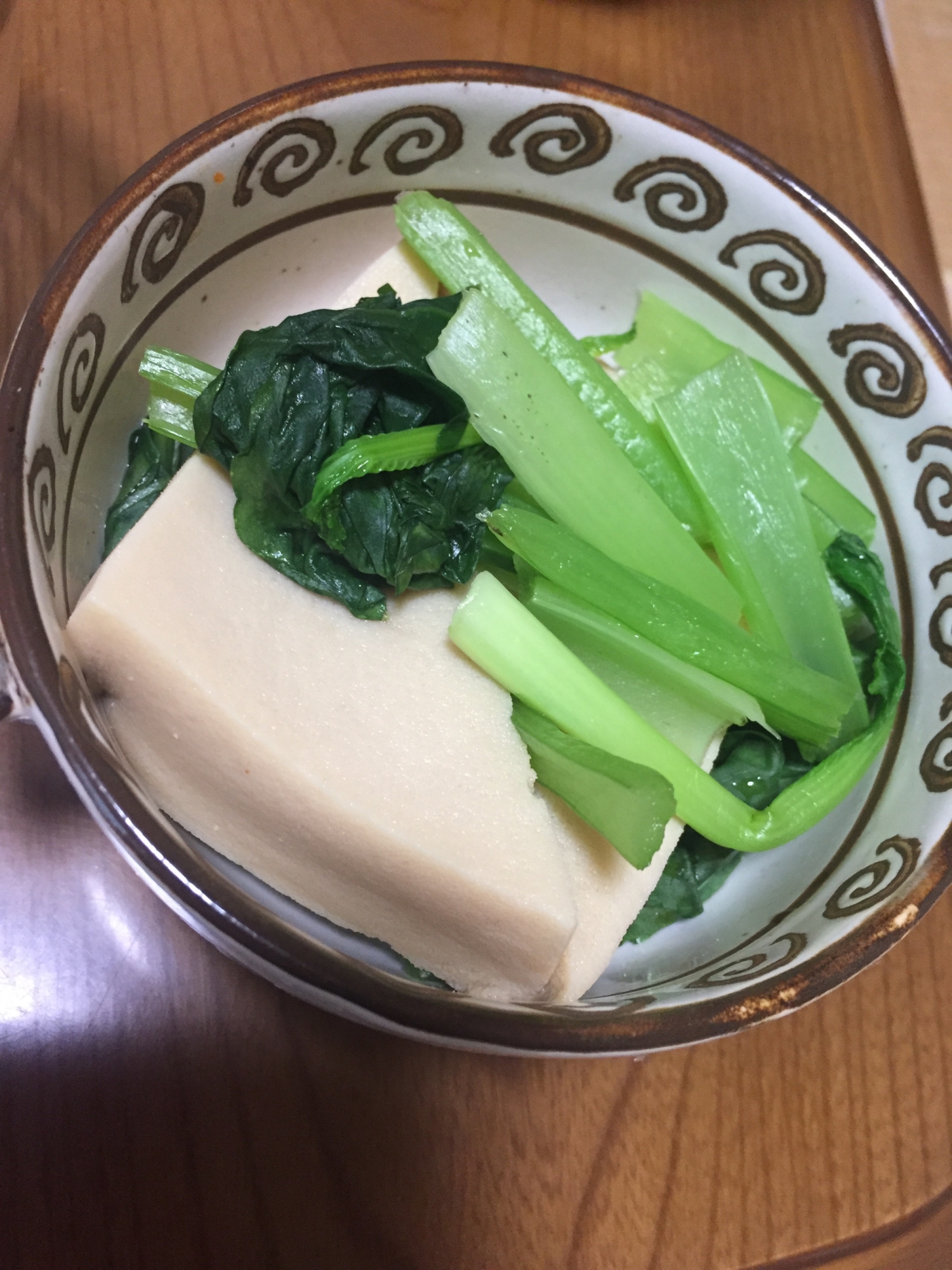 高野豆腐と小松菜