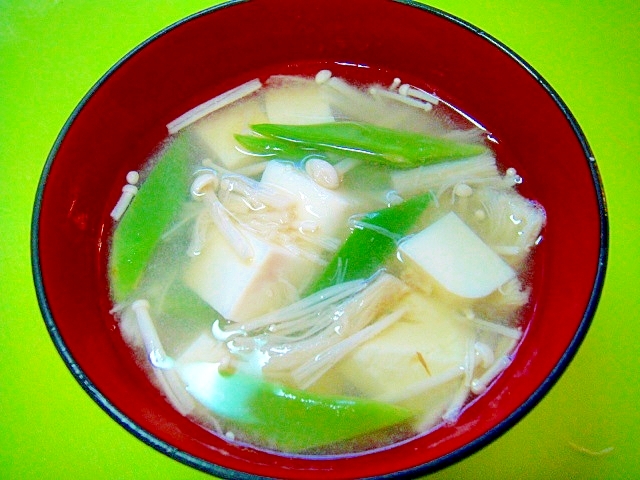 豆腐とモロッコインゲンえのきの味噌汁