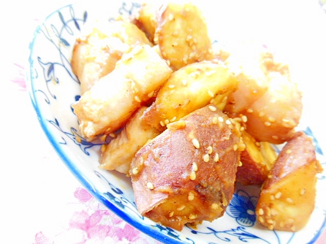 ❤豚バラブロックと薩摩芋の甘味噌炒め❤