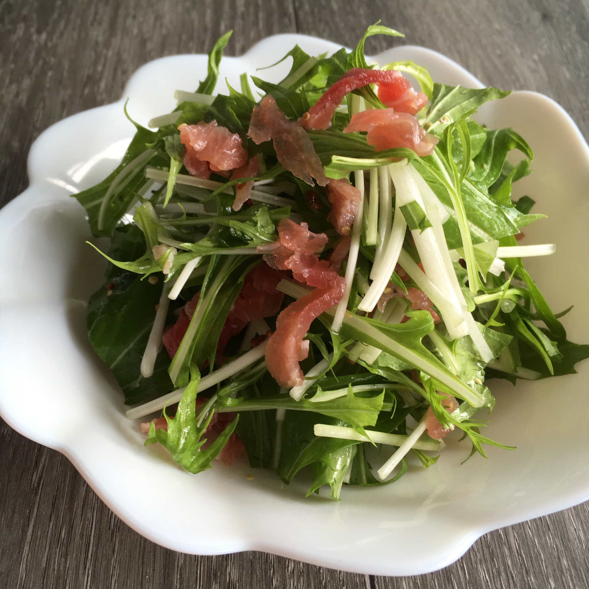 水菜と生ハムのサラダ♪