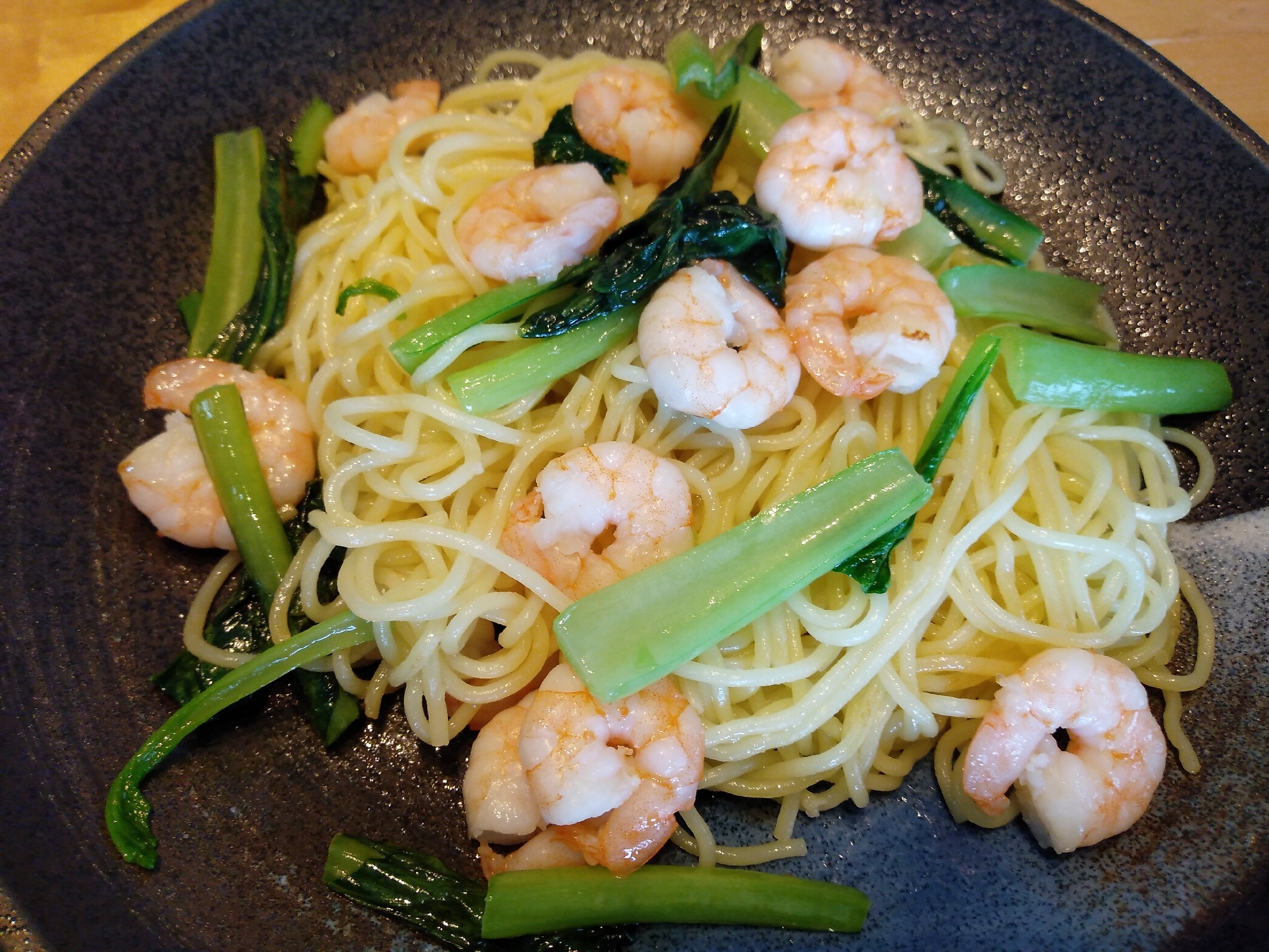 海老と青菜の塩焼きそば