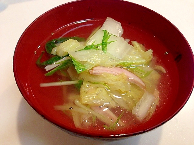 簡単すぐできる 白菜と水菜とハムのコンソメスープ レシピ 作り方 By アボカドプリン 楽天レシピ 簡単すぐできる 白菜と水菜とハムのコンソメスープ レシピ 作り方 By アボカドプリン 楽天レシピ