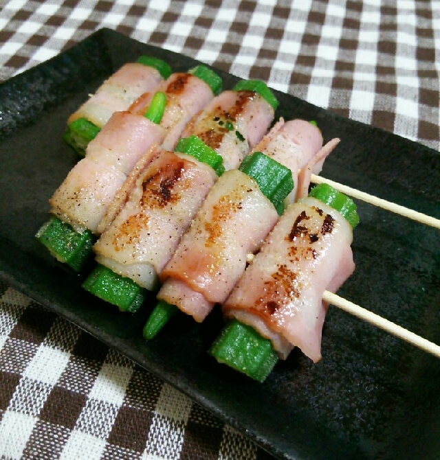 おうち居酒屋 オクラのベーコン巻き串 レシピ 作り方 By あ ち0024 楽天レシピ