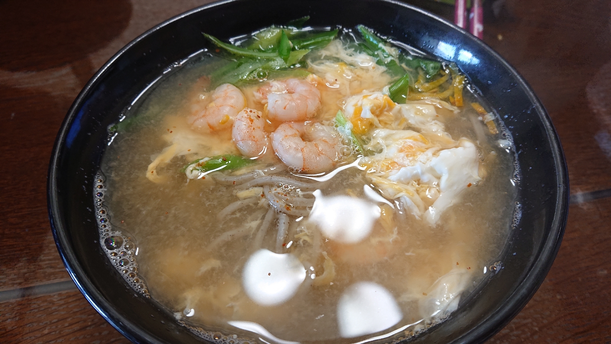 エビかき玉かけ蕎麦