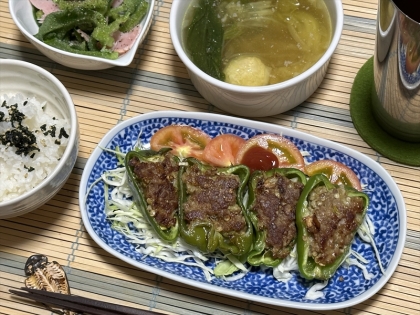 ピーマンの肉詰め カレー風味