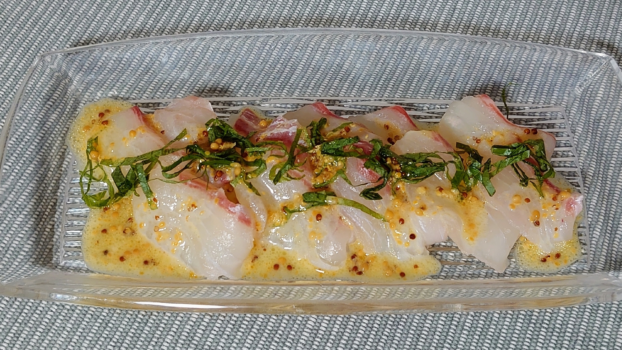 鯛のカルパッチョ マスタードソース レシピ 作り方 By おっさん5593 楽天レシピ 鯛のカルパッチョ マスタードソース レシピ 作り方 By おっさん5593 楽天レシピ