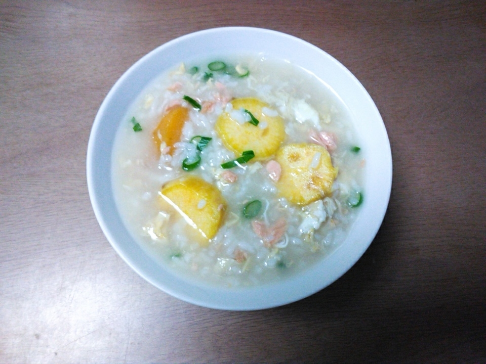 薩摩芋と鮭のお粥