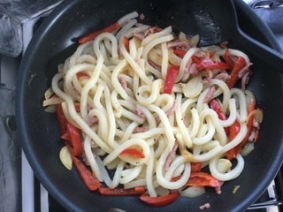 エコで早い！男の方にも❤ペペロンチーノ焼きうどん♪