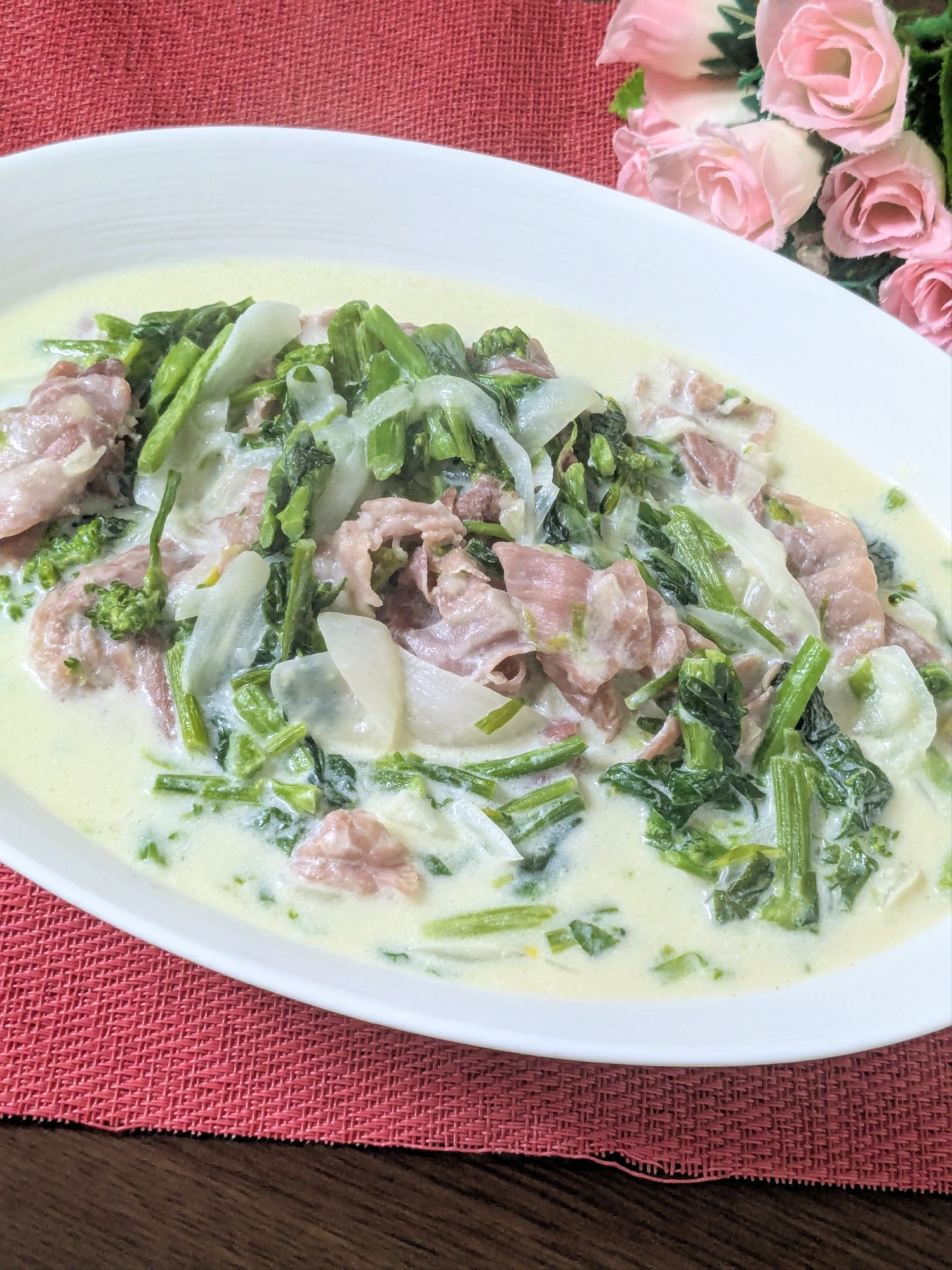 〜生ハムと五月菜のミルク煮〜