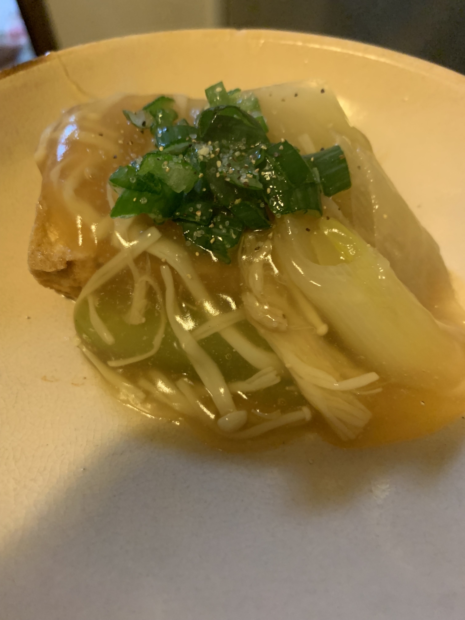 節約レシピ⭐︎えのきと長ネギのあんかけ厚揚げ