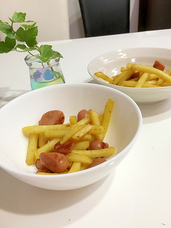 冷凍ポテトでカレージャーマン炒め