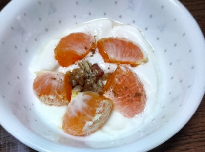 グラノーラとみかんのシナモンヨーグルト