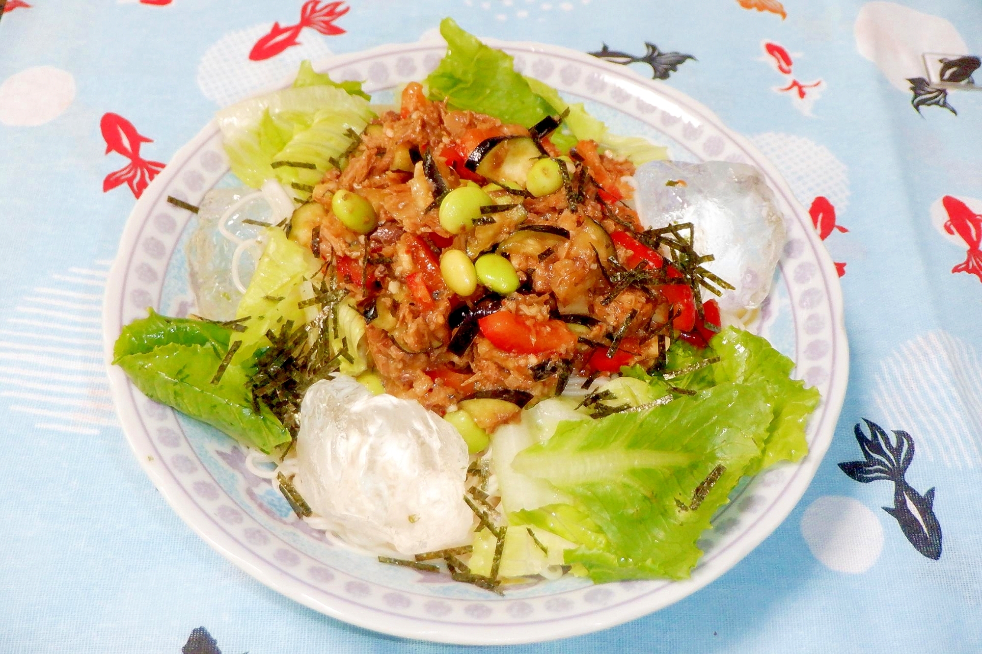 味付け簡単❤鯖缶でスタミナぶっかけ混ぜ素麺