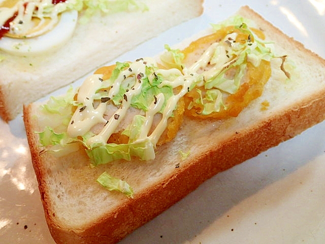 大蒜バジル香る　チキンナゲットとキャベツのトースト