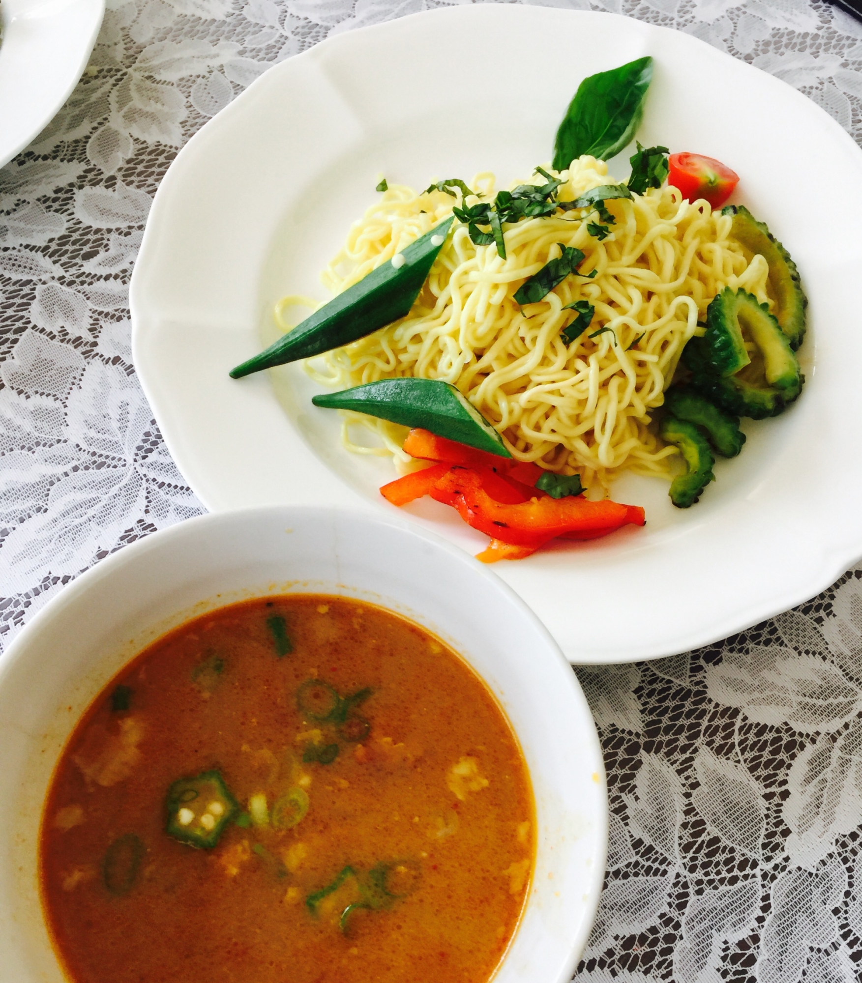 夏野菜とスープカレーのつけ麺