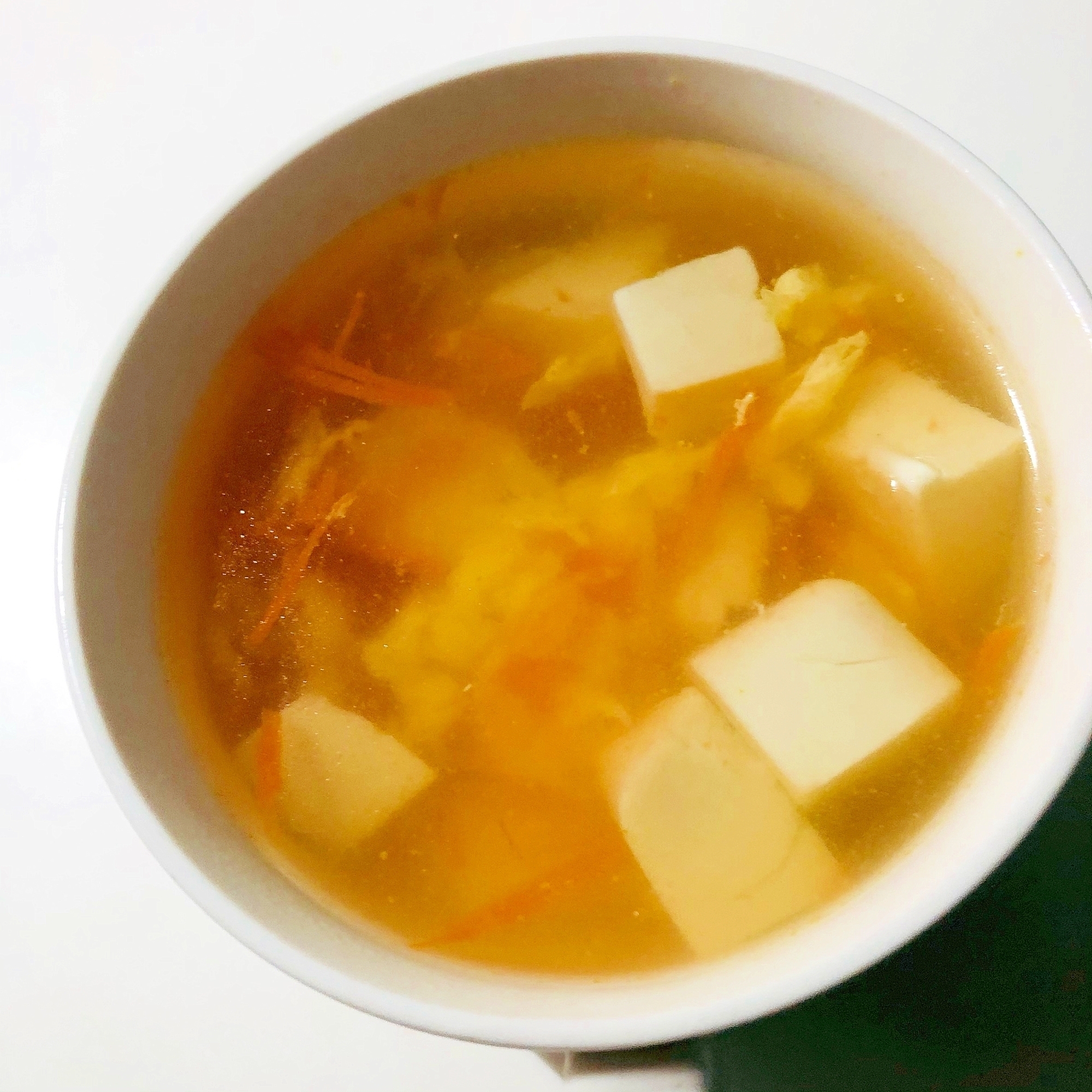 人参と豆腐と卵のスープ