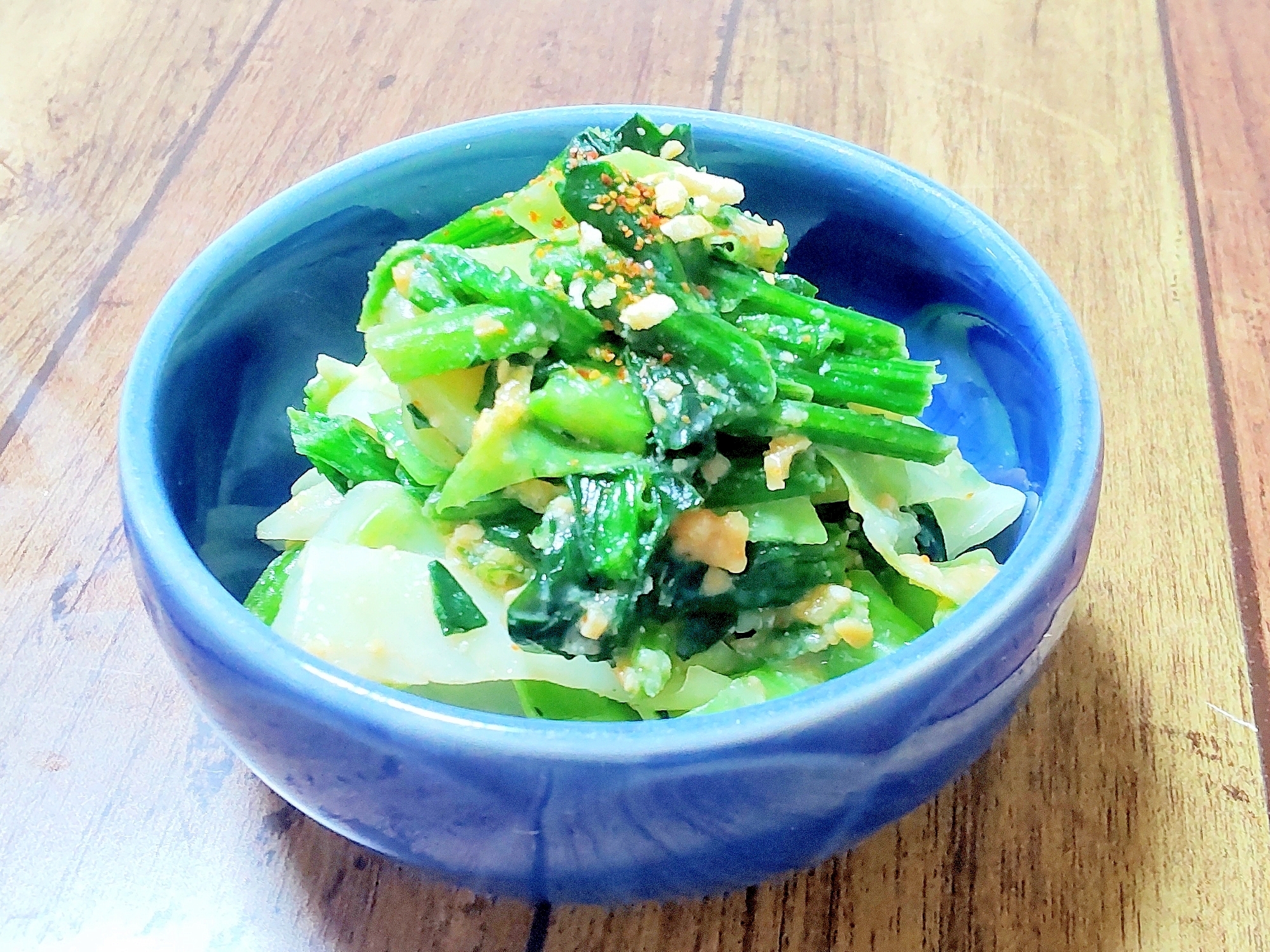 ほうれん草とキャベツのピリ辛ゆず味噌和え