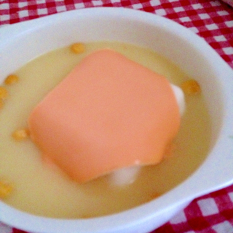 コーンスープとチーズの温豆腐☆