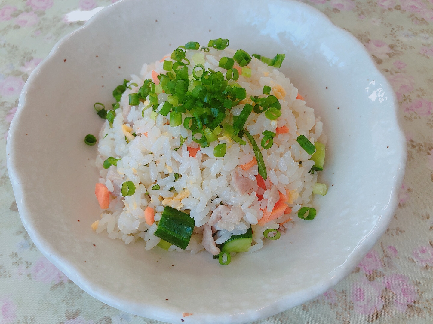 きゅうりと大葉のチャーハン