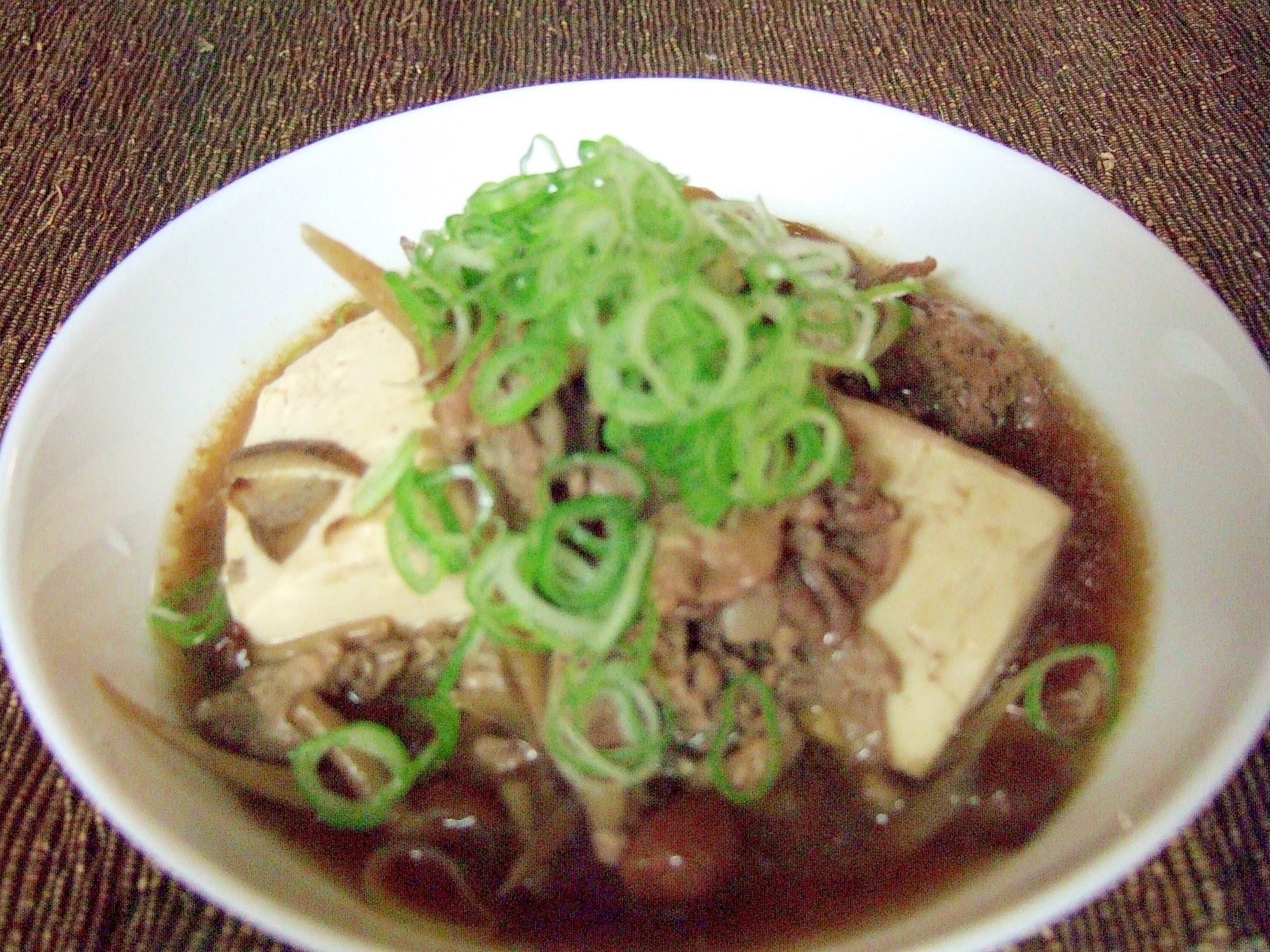 ゴボウとナメコの肉豆腐
