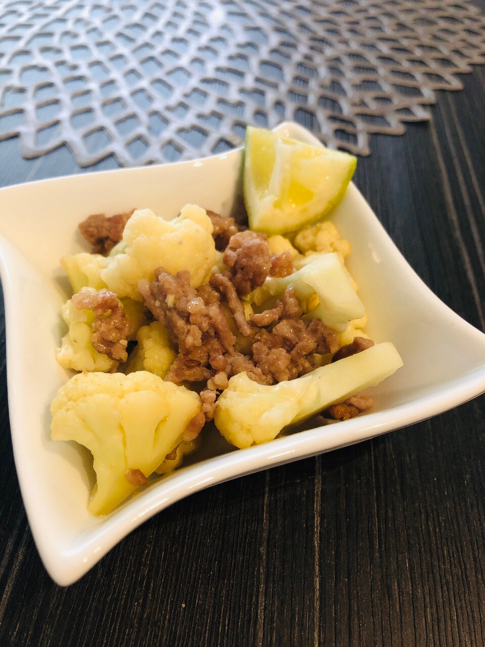 副菜に☆ひき肉とカリフラワーのタレ炒め