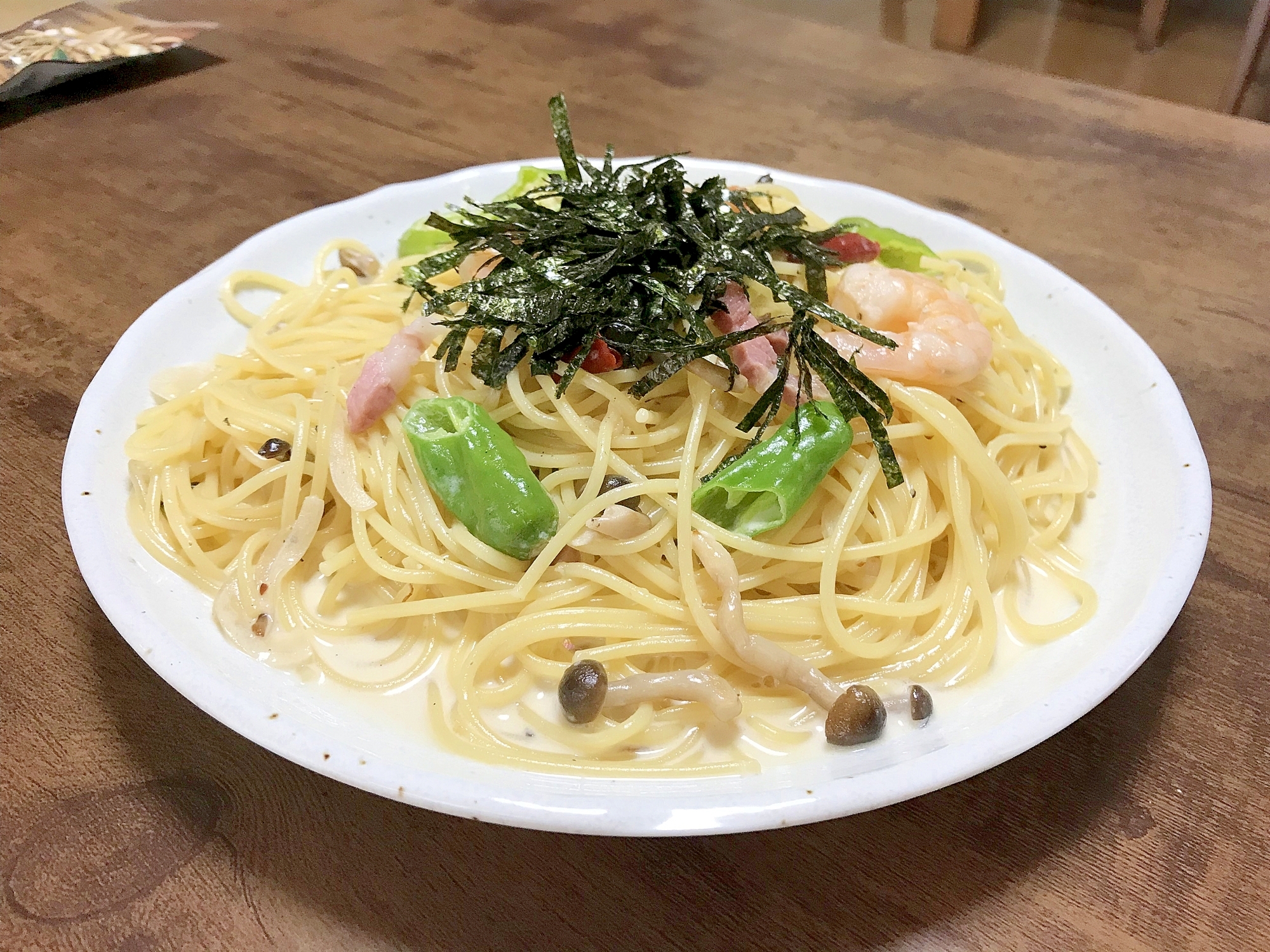 パンチェッタとえびのクリームパスタ