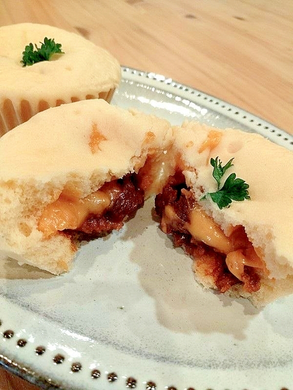 レンジ3分♪ミートボールと米粉の小さなピザまん