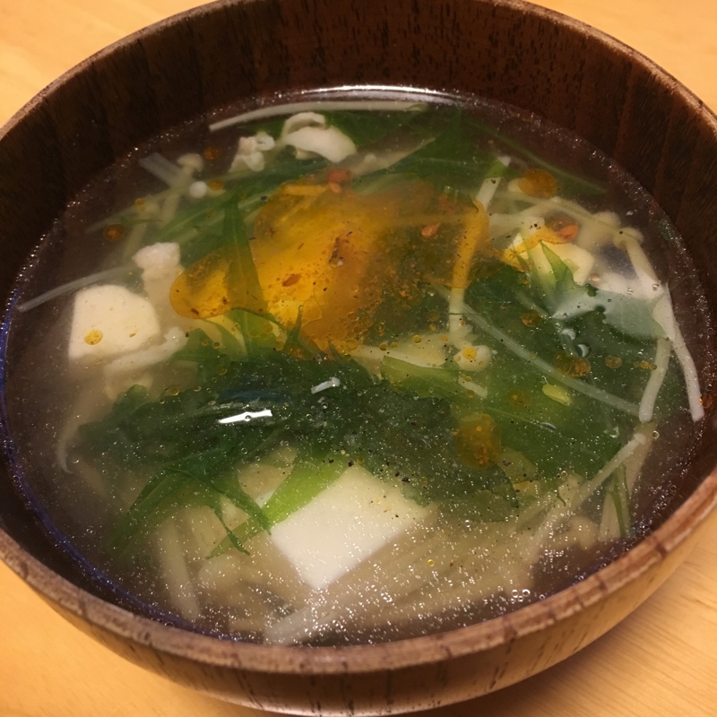 えのきと水菜の中華スープ